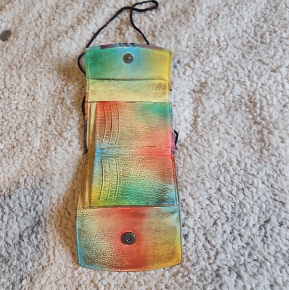 Colorful Floral Leather Crossbody Wallet - Picture 6 of 14